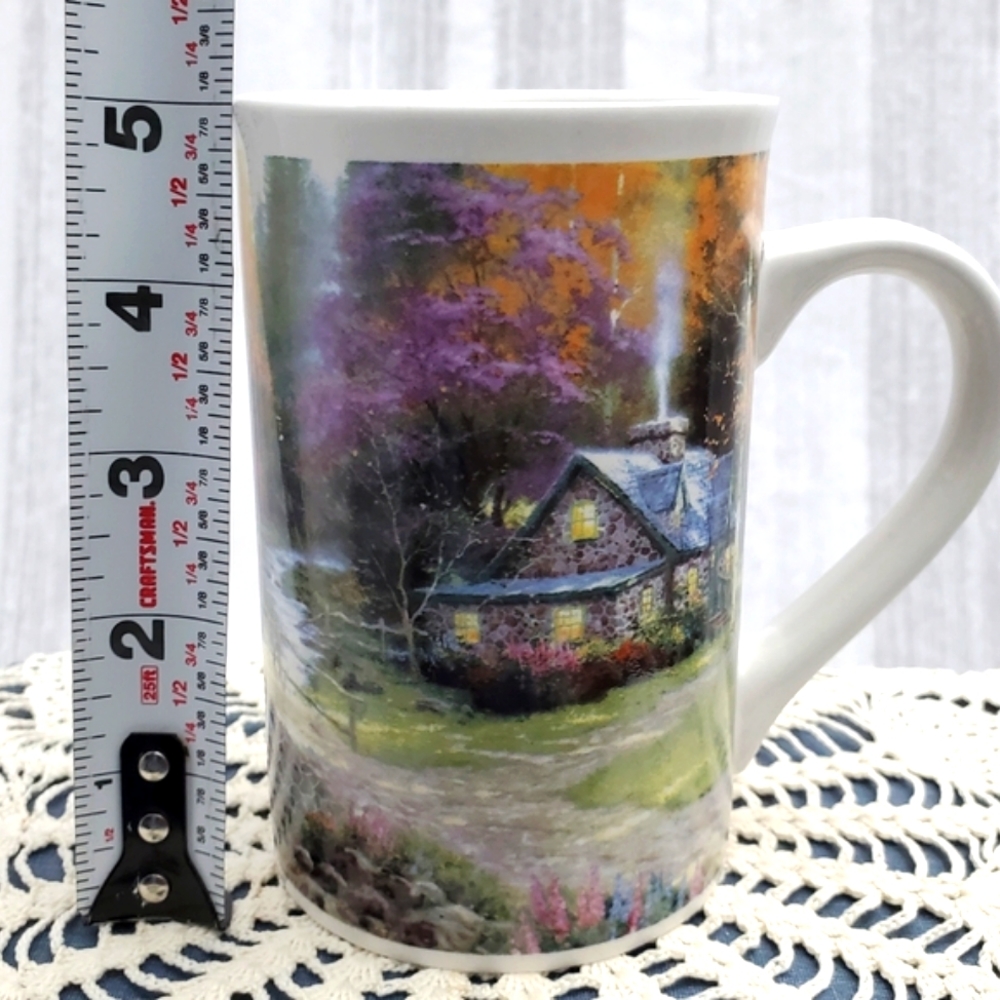 Thomas Kinkade Coffee Mug 2005 Springtime  Country Cabin Cobblestone Bridge - Picture 8 of 9